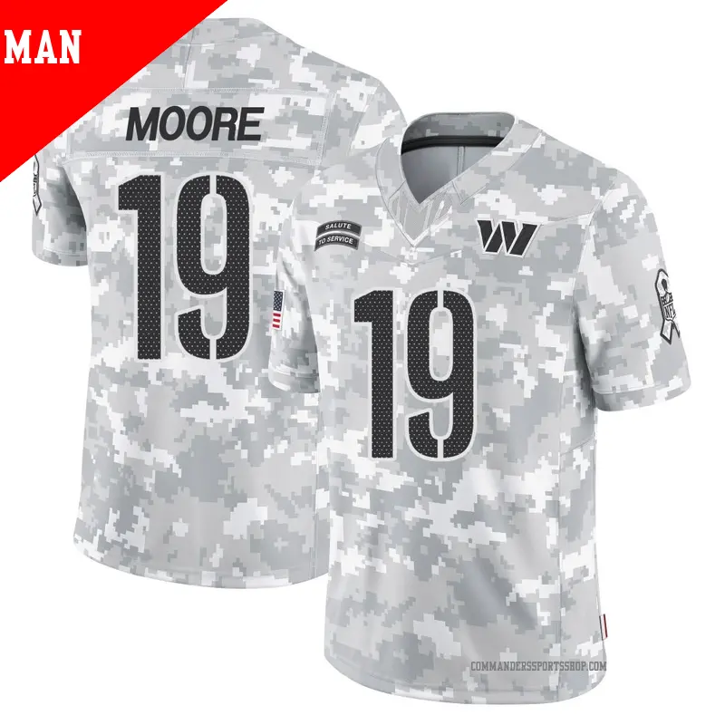 Men's ＃19 Chris Moore Washington Commanders Limited Arctic Camo 2024 Salute to Service Jersey