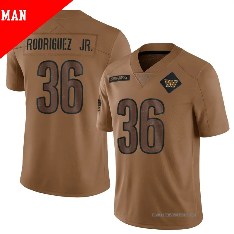 Men's ＃36 Chris Rodriguez Jr. Washington Commanders Limited Brown 2023 Salute To Service Jersey