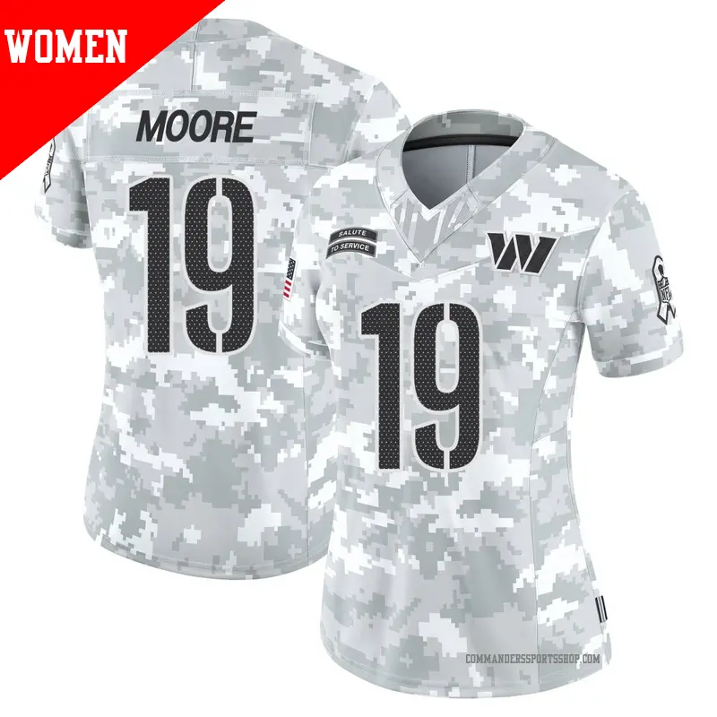 Women's ＃19 Chris Moore Washington Commanders Limited Arctic Camo 2024 Salute to Service Jersey