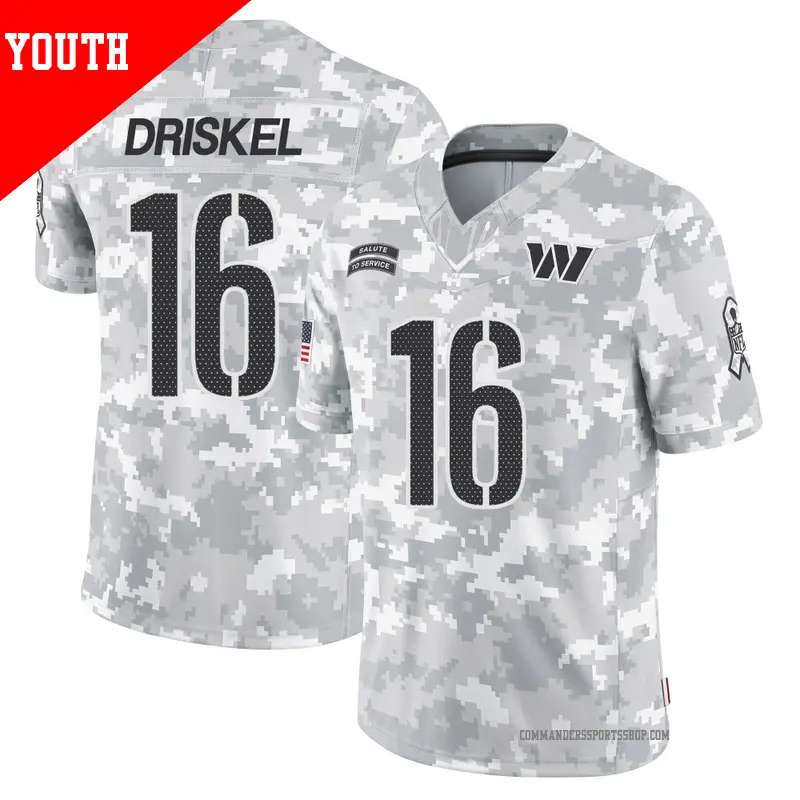 Youth ＃16 Jeff Driskel Washington Commanders Limited Arctic Camo 2024 Salute to Service Jersey