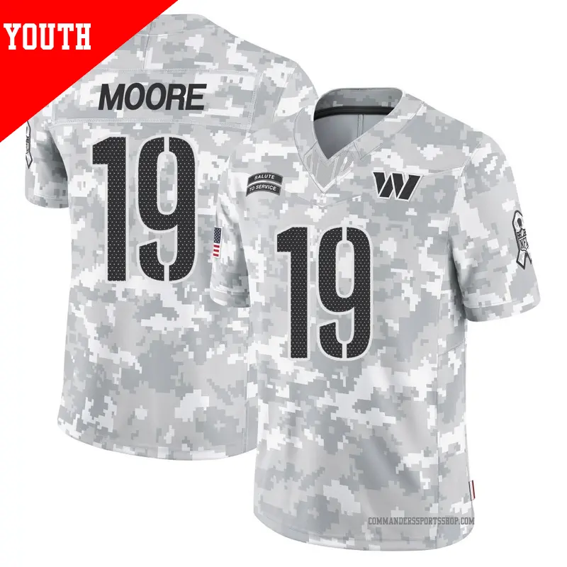 Youth ＃19 Chris Moore Washington Commanders Limited Arctic Camo 2024 Salute to Service Jersey