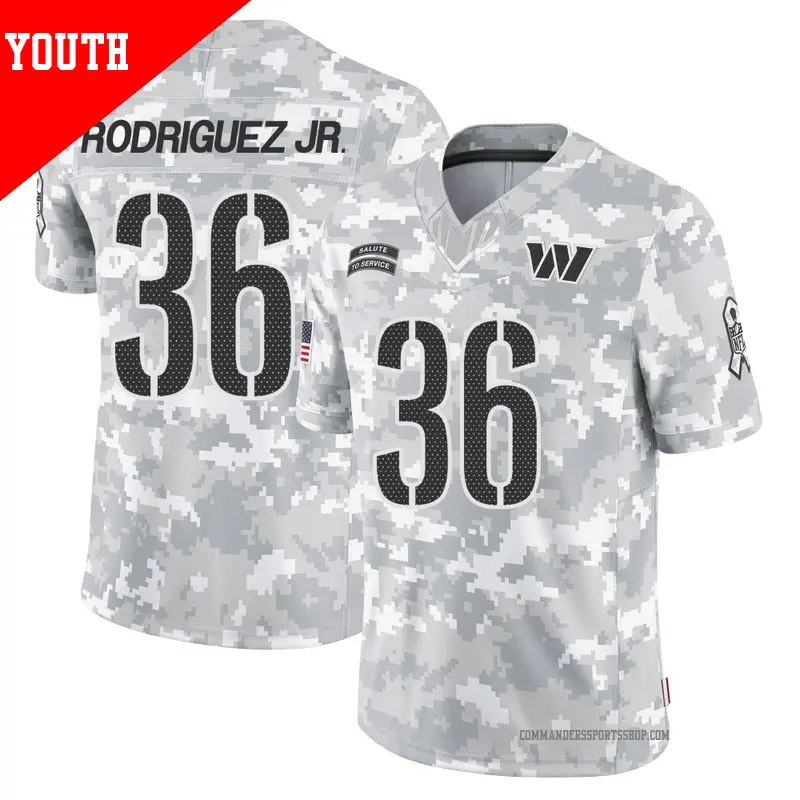 Youth ＃36 Chris Rodriguez Jr. Washington Commanders Limited Arctic Camo 2024 Salute to Service Jersey